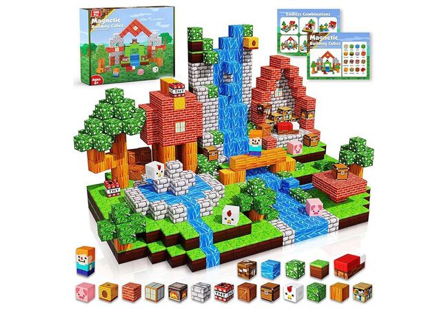 Магнитный конструктор Деревня водопадов блоки Майнкрафт 100 деталей My Wull (Minecraft)