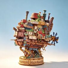 «Ходячий замок» (Walking Castle) музика, дим (пар), рухається - 3D-пазл конструктор из дерева  830 деталей