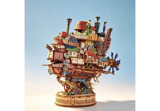«Ходячий замок» (Walking Castle) музыка, дым (пар), двигается - 3D-пазл конструктор із дерева  830 деталей