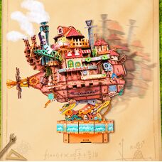 «Ходячий замок» (Walking Castle) музика, дим (пар), рухається - 3D-пазл конструктор из дерева  830 деталей