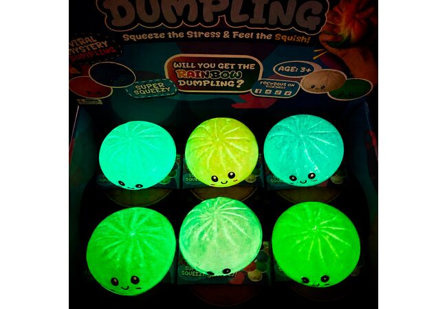 Неоновый пельмень сквиш антистресс (светится в темноте) игрушка сюрприз Dumpling, 1 шт